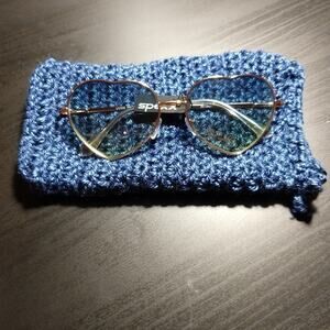 Blue Callie Eye Heart Love: Ombré Sunglasses + handmade protective case UV400